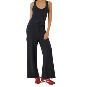 Anthropologie Daily Practice Jumpsuit Women's Medium Black Wide Leg Stretch